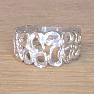 Vintage Sterling Silver 925 Abstract Circular Design Tapered Band, Ring Size 6
